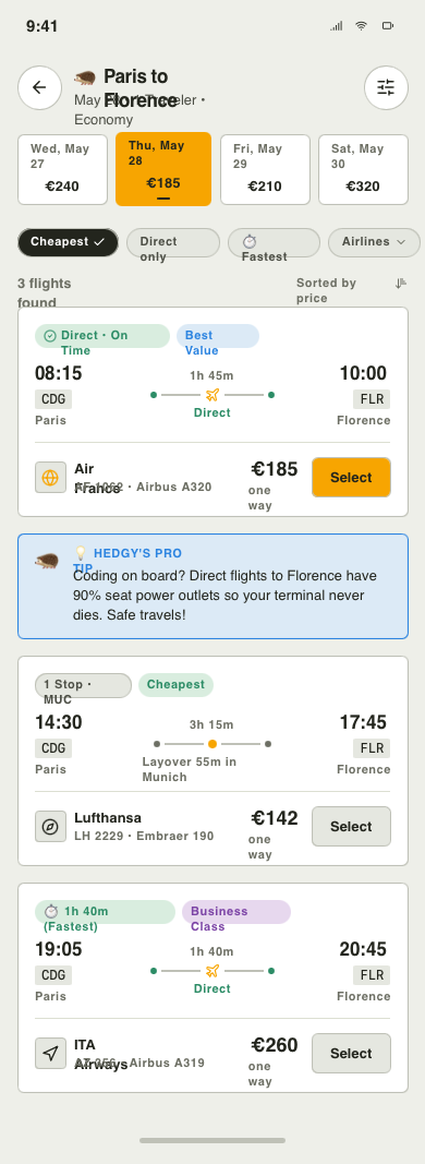 PostHog — Flight Search — .gui preview