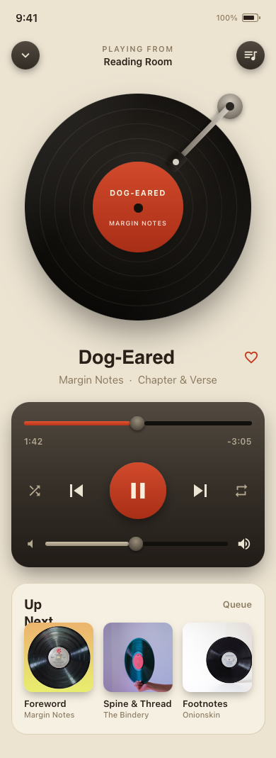 Skeuomorphic Music Player — .gui preview