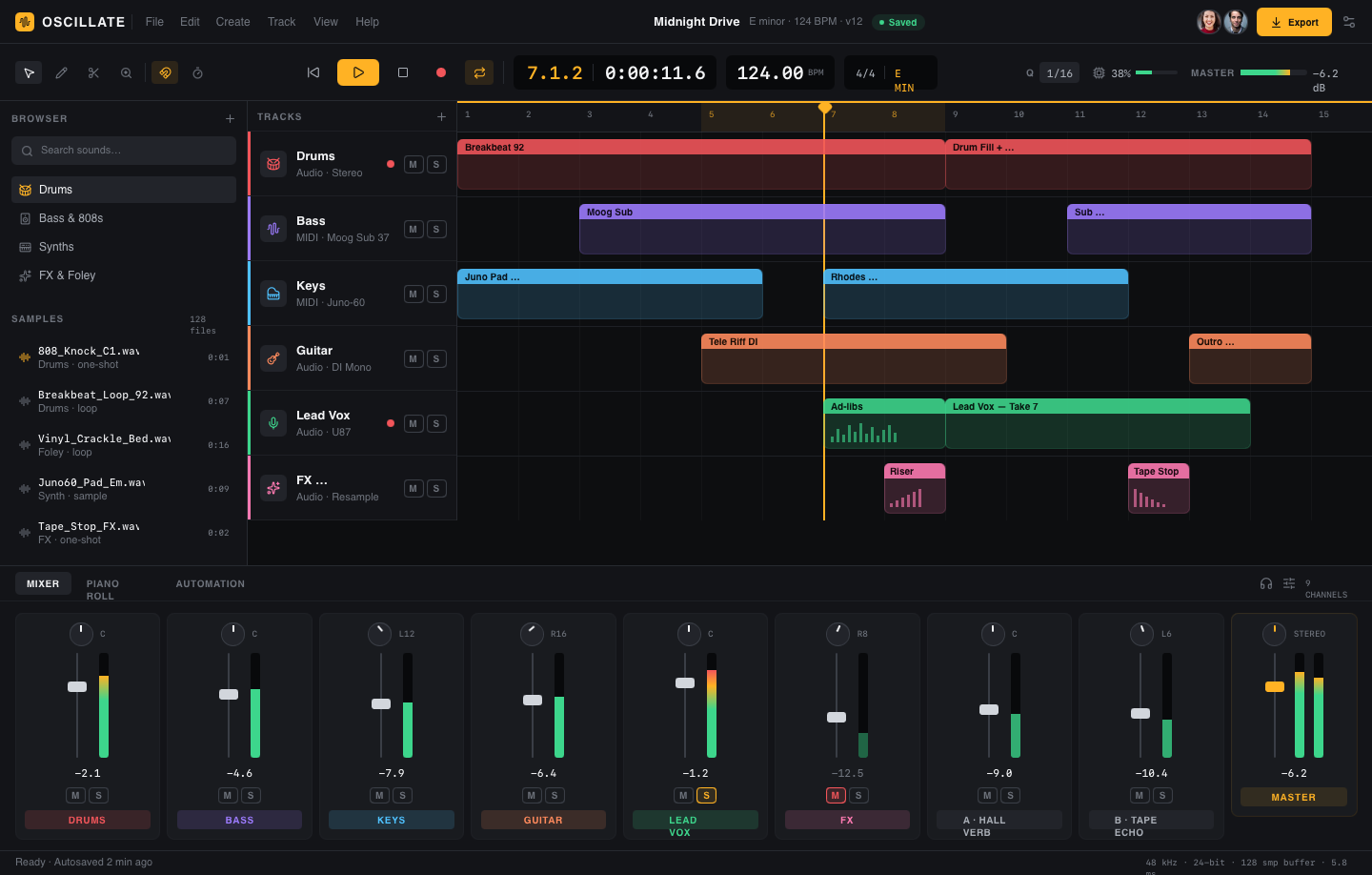 A music-production DAW interface rendered from a .gui file